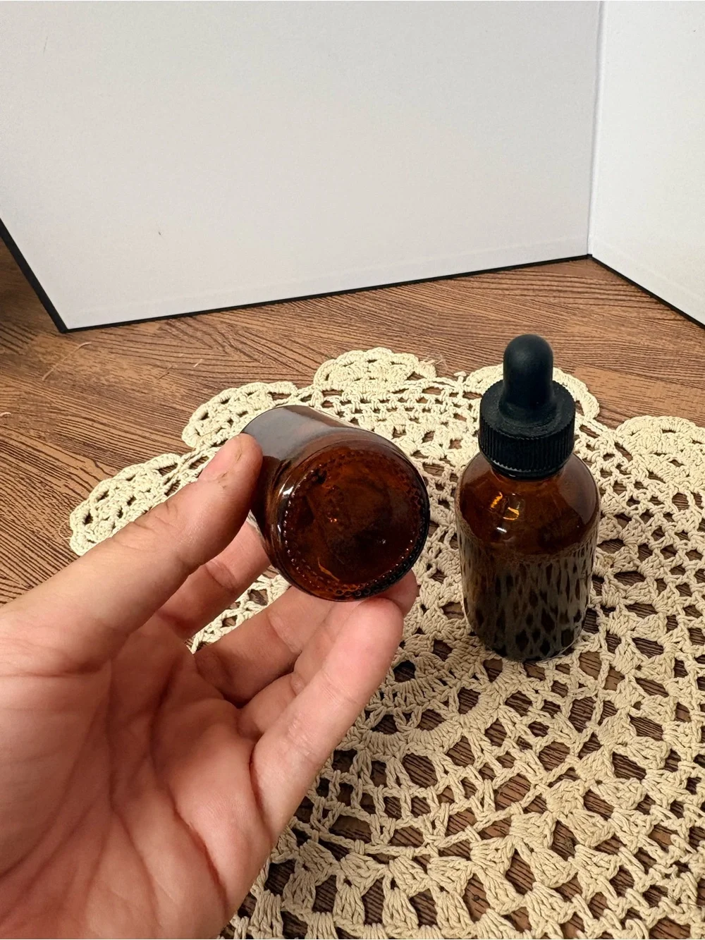 Amber Glass Dropper Bottles with Black Caps (Set of 2)